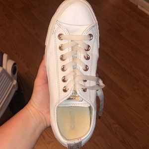 Converse size 7. Off white and rose gold!